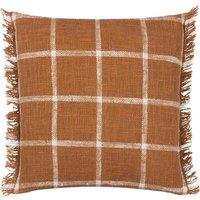 Yard Beni Check Fringed Filled Cushion, Orange