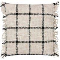 Yard Beni Check Fringed Filled Cushion, Cream