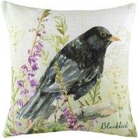 Evans Lichfield Spring Birds Blackbird Printed Filled Cushion, Green
