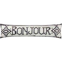 furn. Furn. Bonjour Mosaic Message Velvet Filled Draught Excluder, White