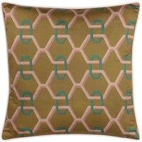 Paoletti Carnaby Chain Geometric Satin Filled Cushion, Brown