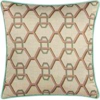 Paoletti Carnaby Chain Geometric Satin Filled Cushion, Cream