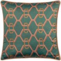 Paoletti Carnaby Chain Geometric Satin Filled Cushion, Blue