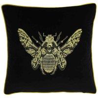 Paoletti Cerana Bee Velvet Filled Cushion, Black