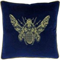 Paoletti Cerana Bee Velvet Filled Cushion, Blue