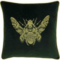 Paoletti Cerana Bee Velvet Filled Cushion, Green