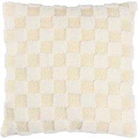 Heya Home Check It Boucle Fleece Filled Cushion, Cream