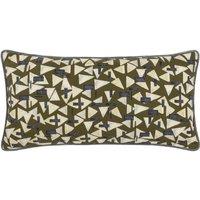 Hoem City Geometric Piped Filled Cushion, Green