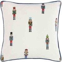 furn. Furn. Classic Nutcracker Embroidered Filled Cushion, Cream