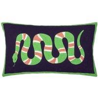 furn. Furn. Coral Snake Embroidered Filled Cushion, Green