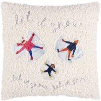 furn. Furn. Christmas Together Snow Angels Boucle Filled Cushion, White