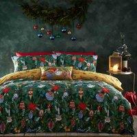furn. Furn. Deck The Halls Christmas Super King Duvet Cover Set, Green