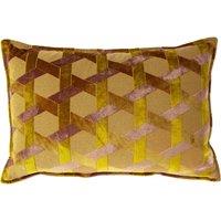 Paoletti Delano Velvet Jacquard Filled Cushion, Pink