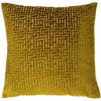 Paoletti Delphi Velvet Jacquard Filled Cushion, Gold