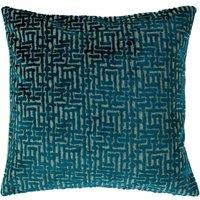Paoletti Delphi Velvet Jacquard Filled Cushion, Blue