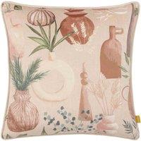 furn. Furn. Earthen Velvet Piped Filled Cushion, Cream