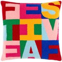 Heya Home Festive-val Festive Knitted Filled Cushion, Multi