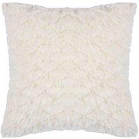 Heya Home Fluff Ball Faux Fur Filled Cushion, Cream