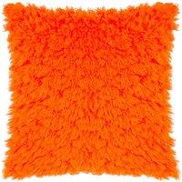 Heya Home Fluff Ball Faux Fur Filled Cushion, Orange