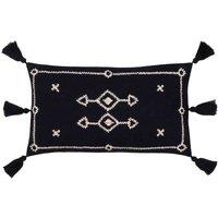Yard Folis Embroidered Filled Cushion, Black