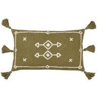 Yard Folis Embroidered Filled Cushion, Green