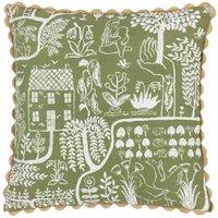 furn. Furn. Frida Jacquard Filled Cushion, Green