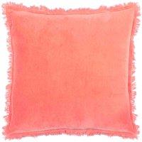 furn. Furn. Gracie Velvet Fringed Filled Cushion, Pink