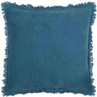 furn. Furn. Gracie Velvet Fringed Filled Cushion, Blue