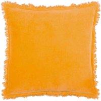 furn. Furn. Gracie Velvet Fringed Filled Cushion, Yellow