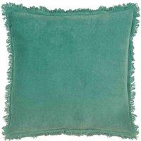 furn. Furn. Gracie Velvet Fringed Filled Cushion, Blue