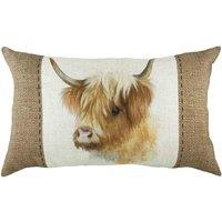 Evans Lichfield Hessian Cow Rectangular Filled Cushion, White
