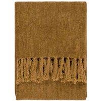 Yard Harri Herringbone Fringed Throw, Yellow