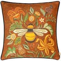 Evans Lichfield Hawthorn Bee Chenille Piped Filled Cushion, Orange