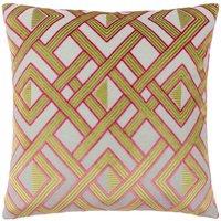 Paoletti Henley Velvet Jacquard Filled Cushion, Green