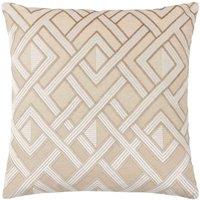 Paoletti Henley Velvet Jacquard Filled Cushion, Cream