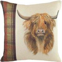Evans Lichfield Hunter Highland Cow Filled Cushion, Brown