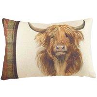 Evans Lichfield Hunter Highland Cow Rectangular Filled Cushion, Brown