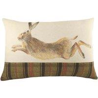 Evans Lichfield Hunter Leaping Hare Rectangular Filled Cushion, Brown