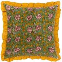 Paoletti Howsden Floral Velvet Filled Cushion, Green