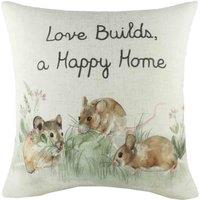 Evans Lichfield Hedgerow Mice Filled Cushion, Cream