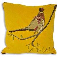 Paoletti Hunter Velvet Pheasant Filled Cushion, Yellow