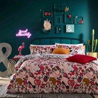 furn. Furn. Inked Tattoo Inspired Super King Duvet Cover Set, Pink
