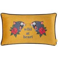 furn. Furn. Inked Wild Velvet Piped Filled Cushion, Black