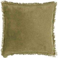 Yard Jaye Velvet Fringed Filled Cushion, Green