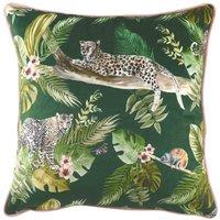 Evans Lichfield Jungle Leopard Filled Cushion, Green
