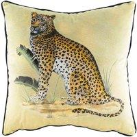 Evans Lichfield Kibale Leopard Filled Cushion, Yellow