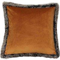 Paoletti Kiruna Faux Fur Trim Filled Cushion, Orange