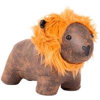 Paoletti Lion Faux Leather & Fur Novelty Doorstop, Brown