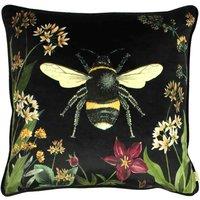 Evans Lichfield Midnight Garden Bee Filled Cushion, Black