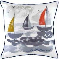 Evans Lichfield Nautical Sailboats Filled Cushion, Blue